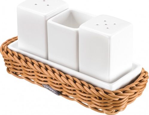 Saleen Saleen, przyprawnikami na sól+pieprz+wykałaczki z koszykiem, 16.3x9.5x2.5cm, beżowy, 02102204160