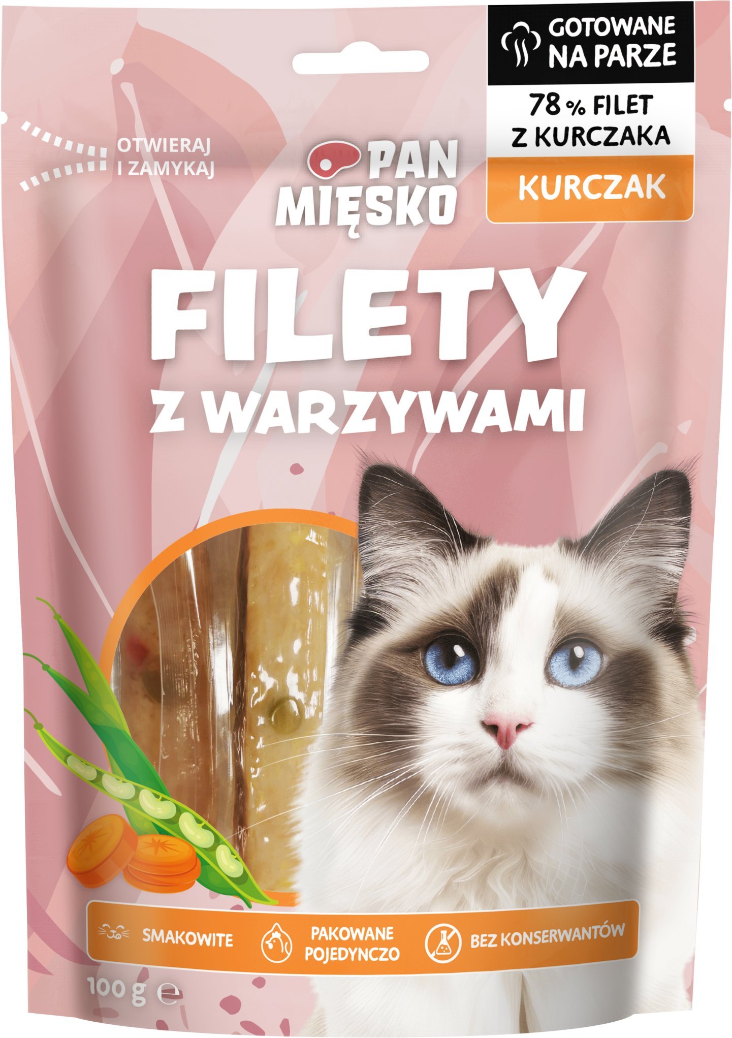 Przysmak dla kota Filety Kurczak z warzywami (dorosły) 100g