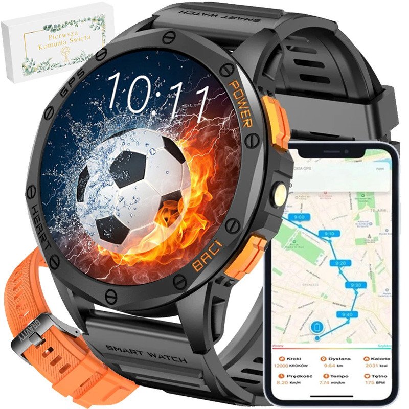 Zegarek Komunijny SMARTWATCH-GPS- GRAVITY GT24-3 BK/BK/OG