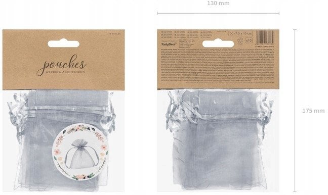 Woreczki z organzy srebrny 10cm A10 74979