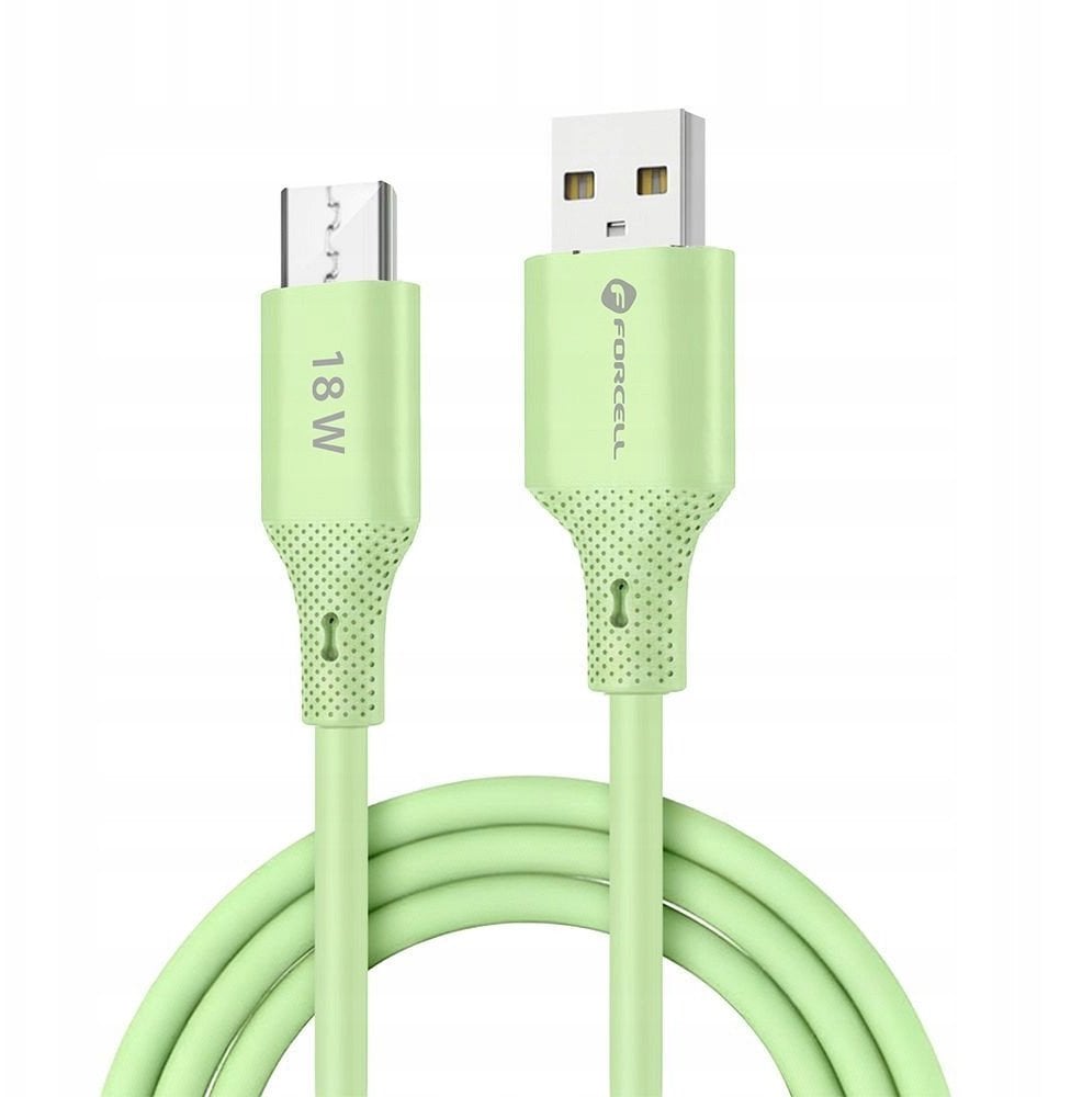 Kabel USB A do Micro USB Forcell F-Energy QC3.0 2,4A 18W Silicone 1 m C341 zielony