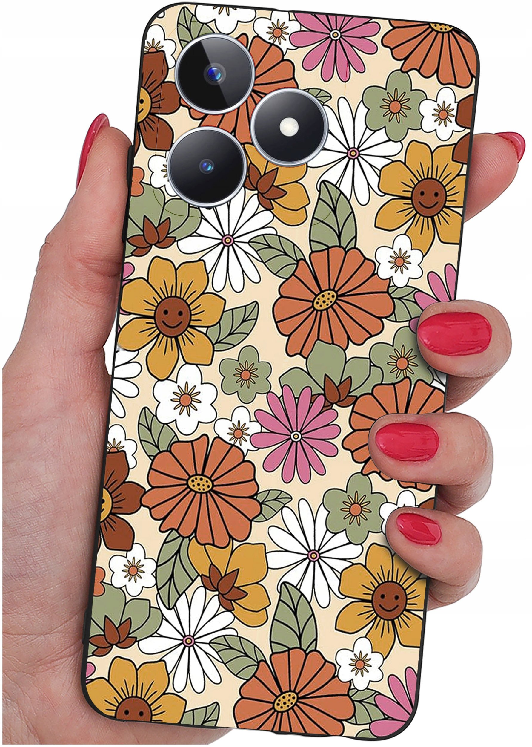 ETUI do Realme C51| C53 WZORY |SILIKONOWE MATT CASE + SZKŁO 9H