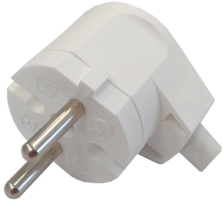 Wtyczka kątowa biała bez uziemienia 2P IP20 250V 16 A 24032