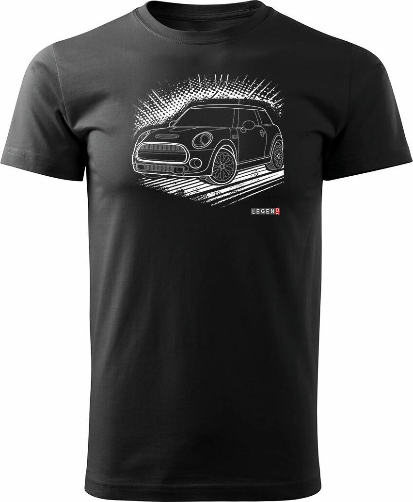 Topslang Koszulka z samochodem Mini Morris Mini Cooper kolekcjonerska męska czarna REGULAR L