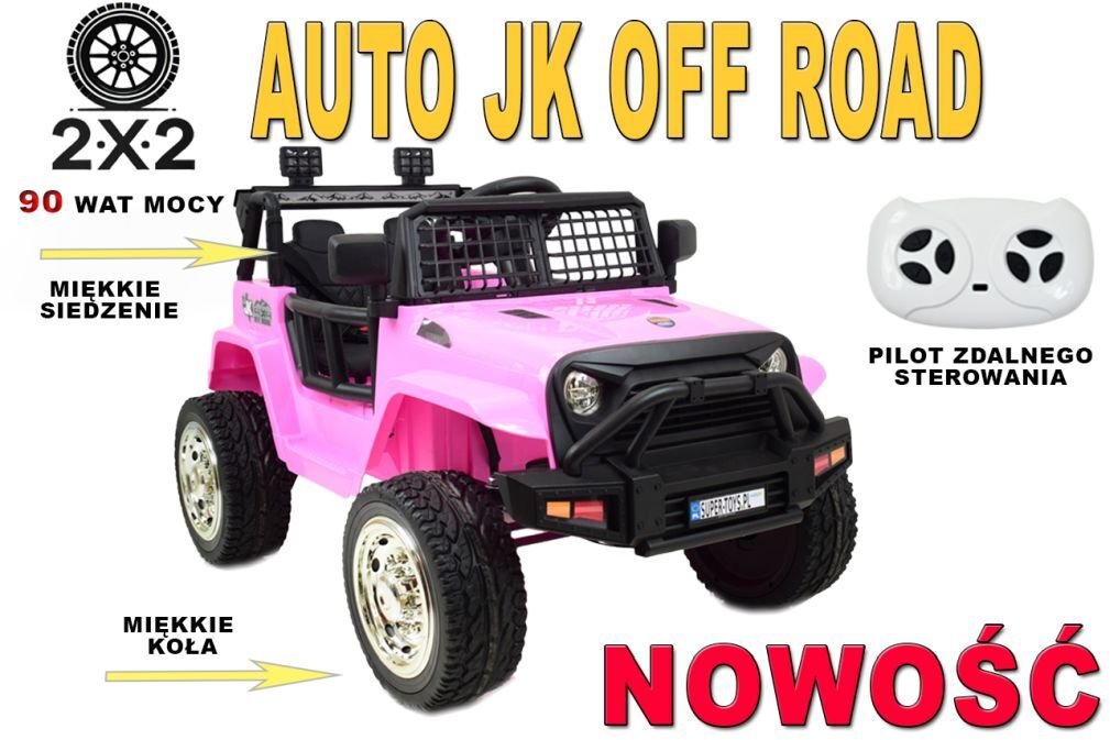 Super-Toys JEEP NA AKUMULATOR "JK OFF ROAD", MIĘKKIE KOŁA, MIĘKKIE SIEDZENIE/LL555