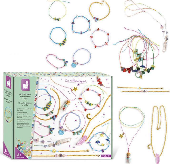 Janod Janod Zestaw kreatywny do tworzenia biżuterii z kamieniami przynoszącymi szczęście 8+