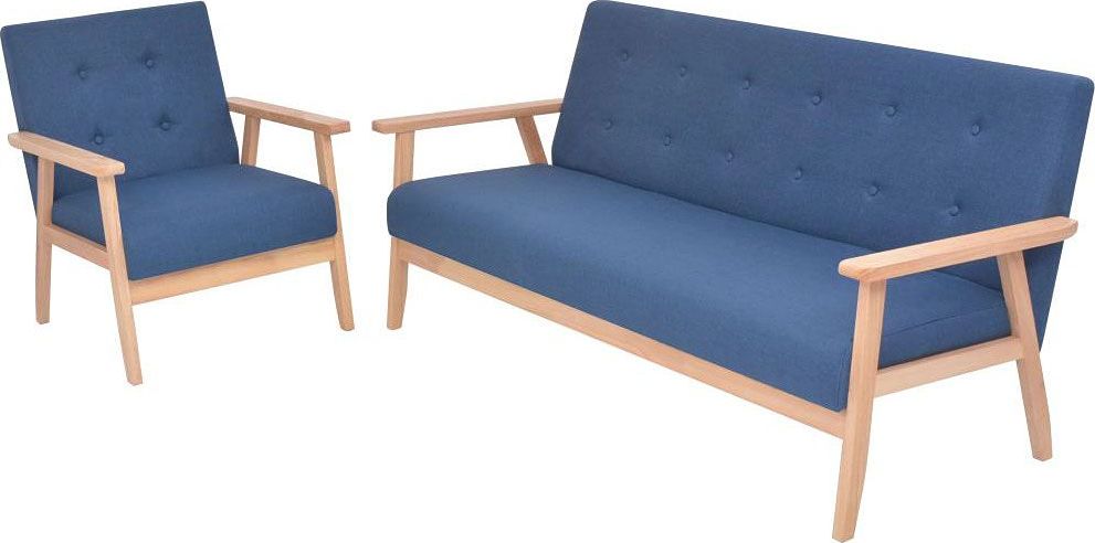 Elior Tapicerowany zestaw wypoczynkowy Edris 2X - Niebieski