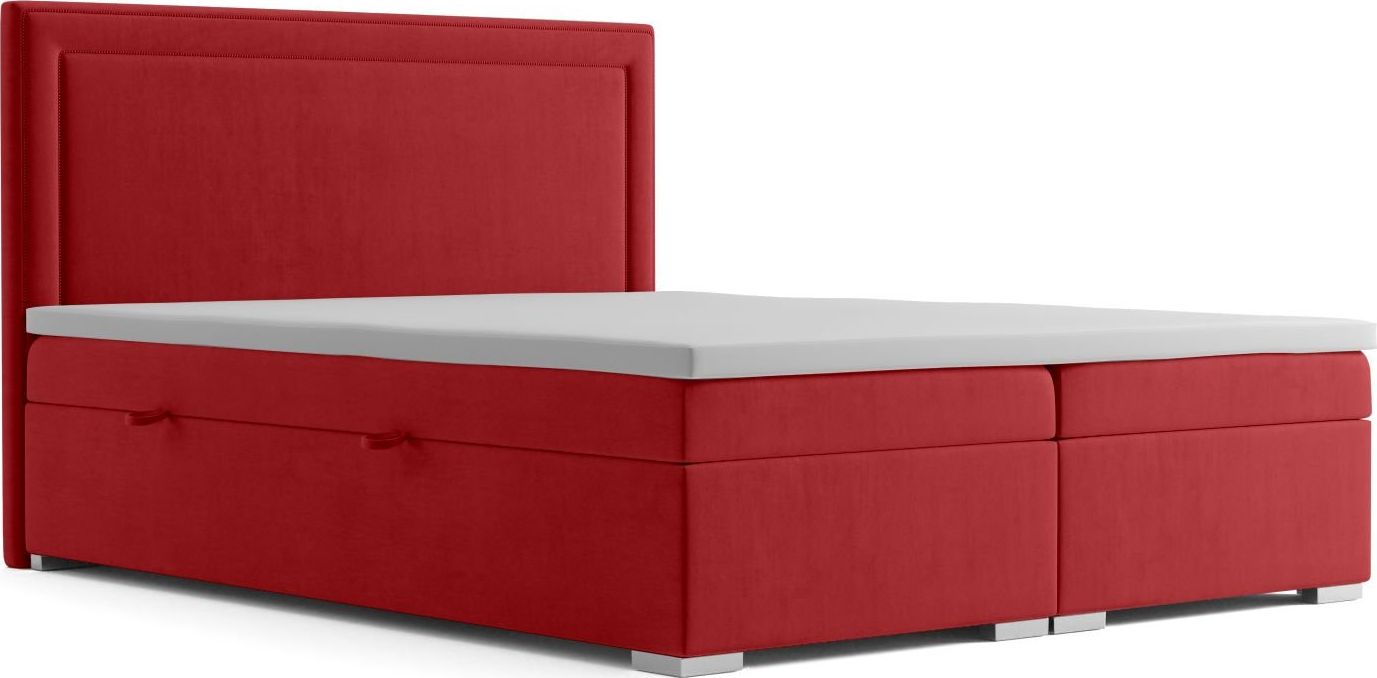 LAVERTO Łóżko kontynentalne NESS 180x200 bordowe velvet z pojemnikiem