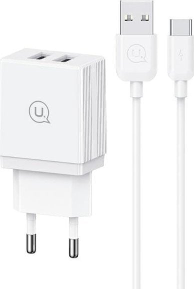 Ładowarka Usams USAMS Ład. siec. 2xUSB-A + kabel USB-C/ USB-A Fast Charging biały/white series HC HCXLTZ03