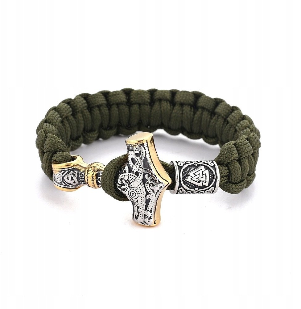 BRANSOLETA WIKINGÓW MŁOT THORA Nordycka ZIELEŃ 447