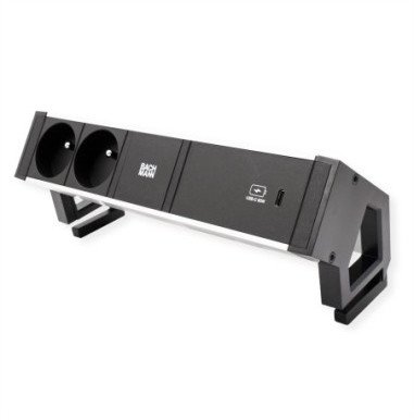 BACHMANN DESK2 ALU BLACK 2xUTE 1xUSBC 60W 0.2m GST18