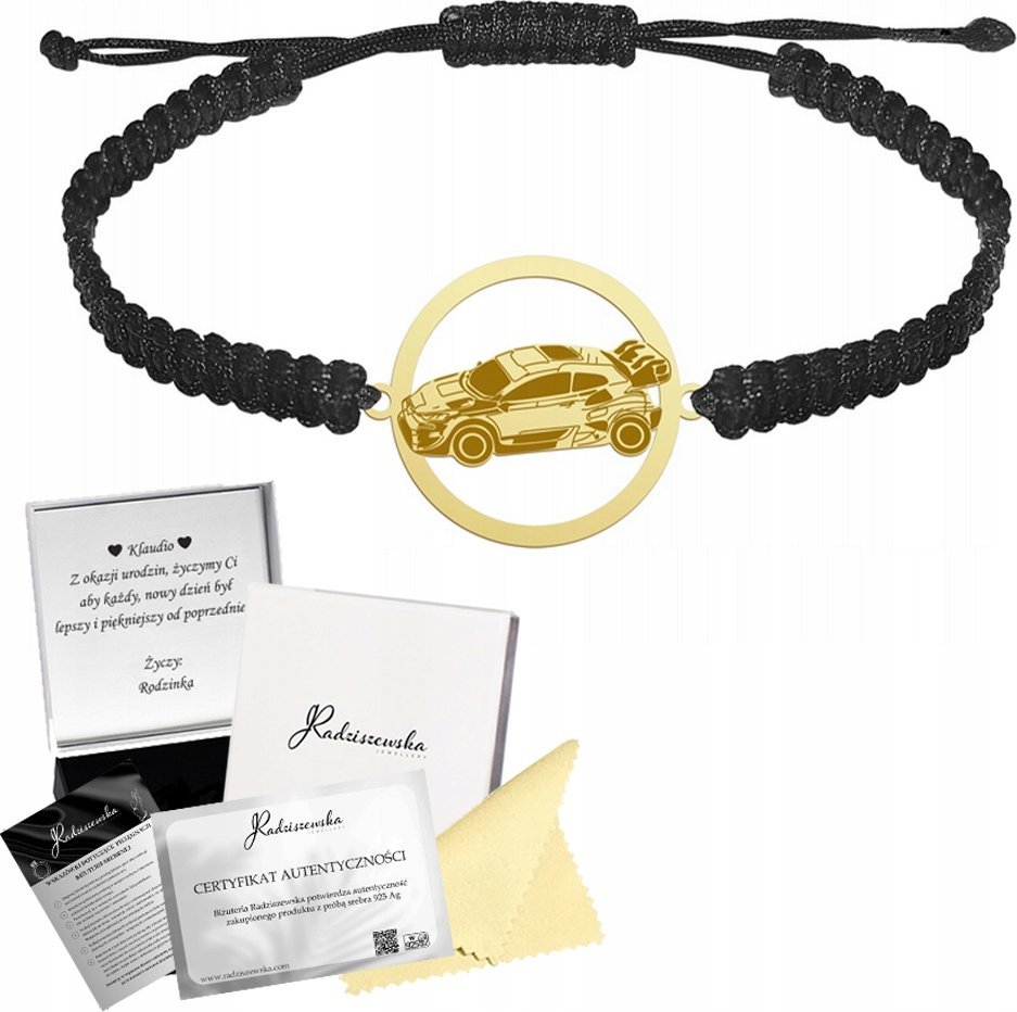 Radziszewska Jewellery Bransoletka Złota World Rally Championship Makrama Prezent 925 GRAWER