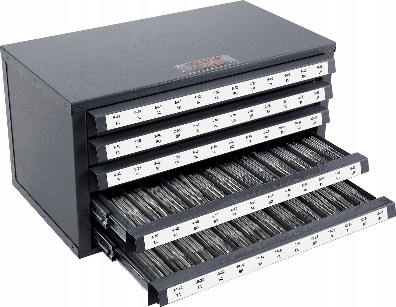 Stalowa Szafka Organizacyjna na Gwintowniki 5 Szuflad 60 Komór