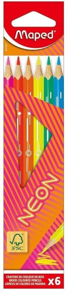 Maped Kredki trójkątne neon 6 kolorów