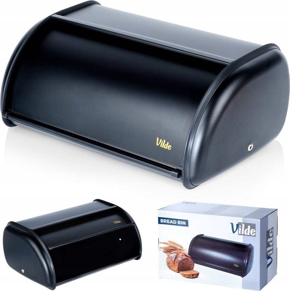 Chlebak Vilde Chlebak Pojemnik na Pieczywo Chleb Stalowy Czarny VILDE 36 x 23 x 14,5 cm