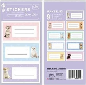 Naklejki na zeszyty 9szt Puppy Sign