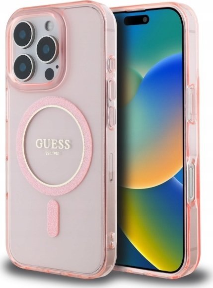 Guess Guess GUHMP16LHFGEREP iPhone 16 Pro 6.3" pink/pink hardcase IML Glitter Circle MagSafe