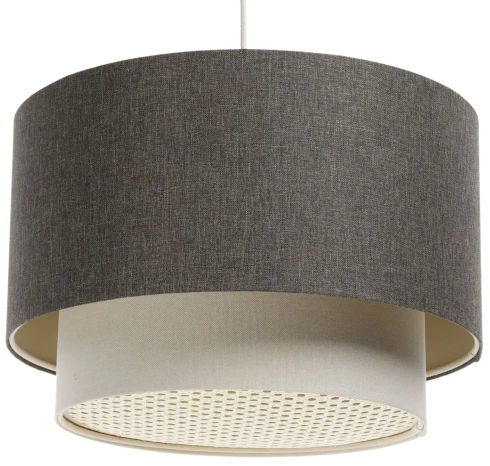 Lampa wisząca ERUTAN DOUBLE RATTAN 60 szara/kremowa BPS KONCEPT