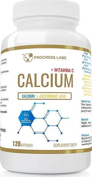 Progress Labs Progress Labs Wapń + Witamina C - 120 kapsułek