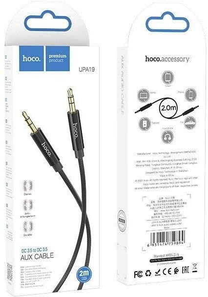 HOCO kabel AUX Jack 3,5 mm do Jack 3,5 mm UPA19 2 m czarny