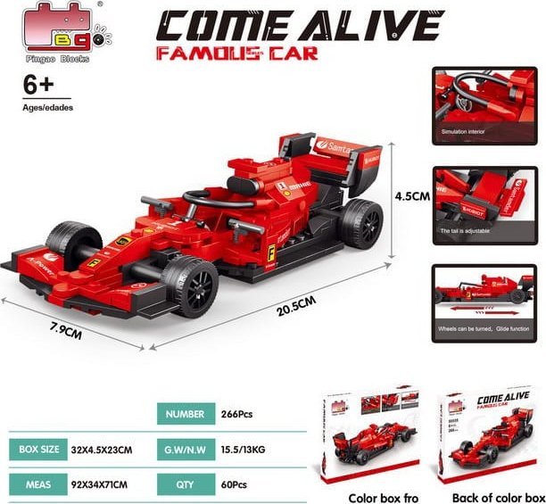 Ramiz Zestaw Klocków Bolid F1 Czerwony 266el.