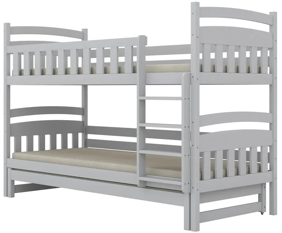Łóżko piętrowe JULITA 200x80 białe drewniane trzyosobowe KOCOT KIDS