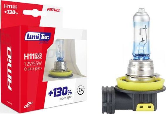AMiO Zestaw żarówek halogenowych H11 12V 55W LumiTec LIMITED +130% DUO BOX