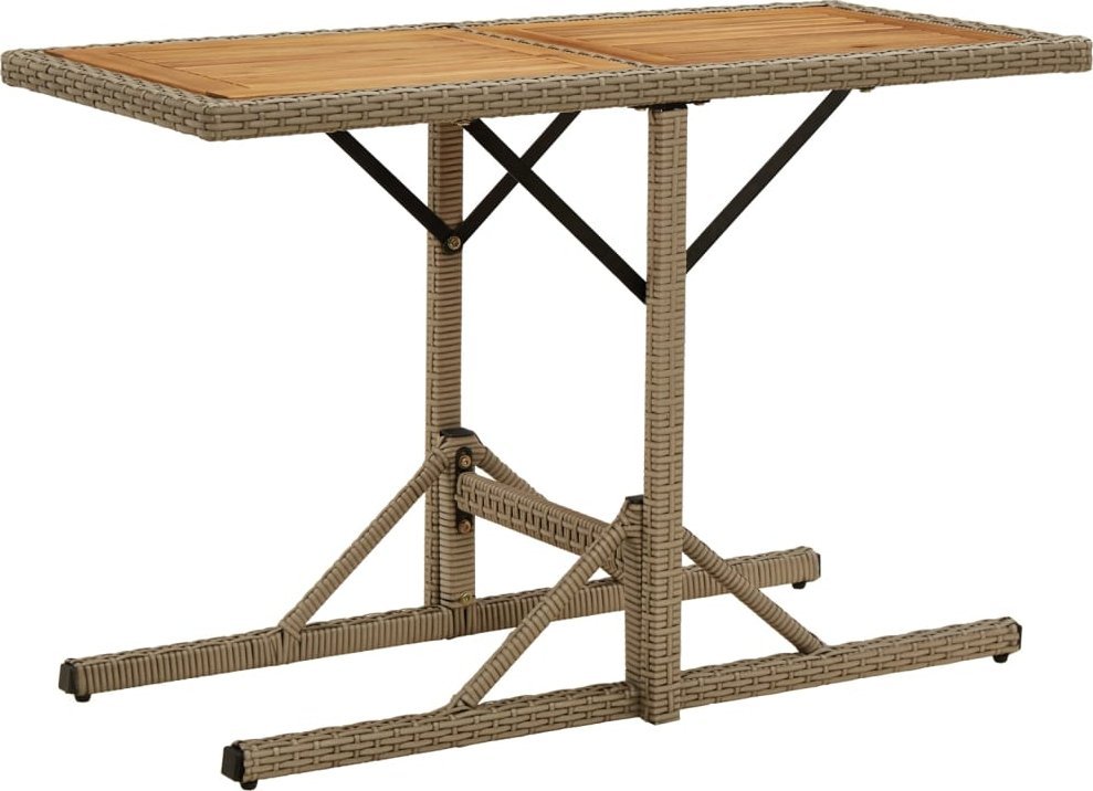 vidaXL vidaXL Stół ogrodowy, beżowy, lite drewno akacjowe i polirattan