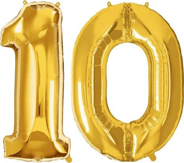 Springos Balony na urodziny cyfra 10 foliowe 40 cm złoty UNIWERSALNY