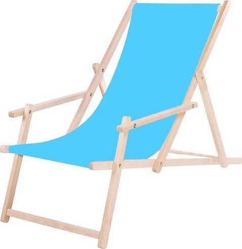 Springos Leżak drewniany z podłokietnikami niebieski UNIWERSALNY