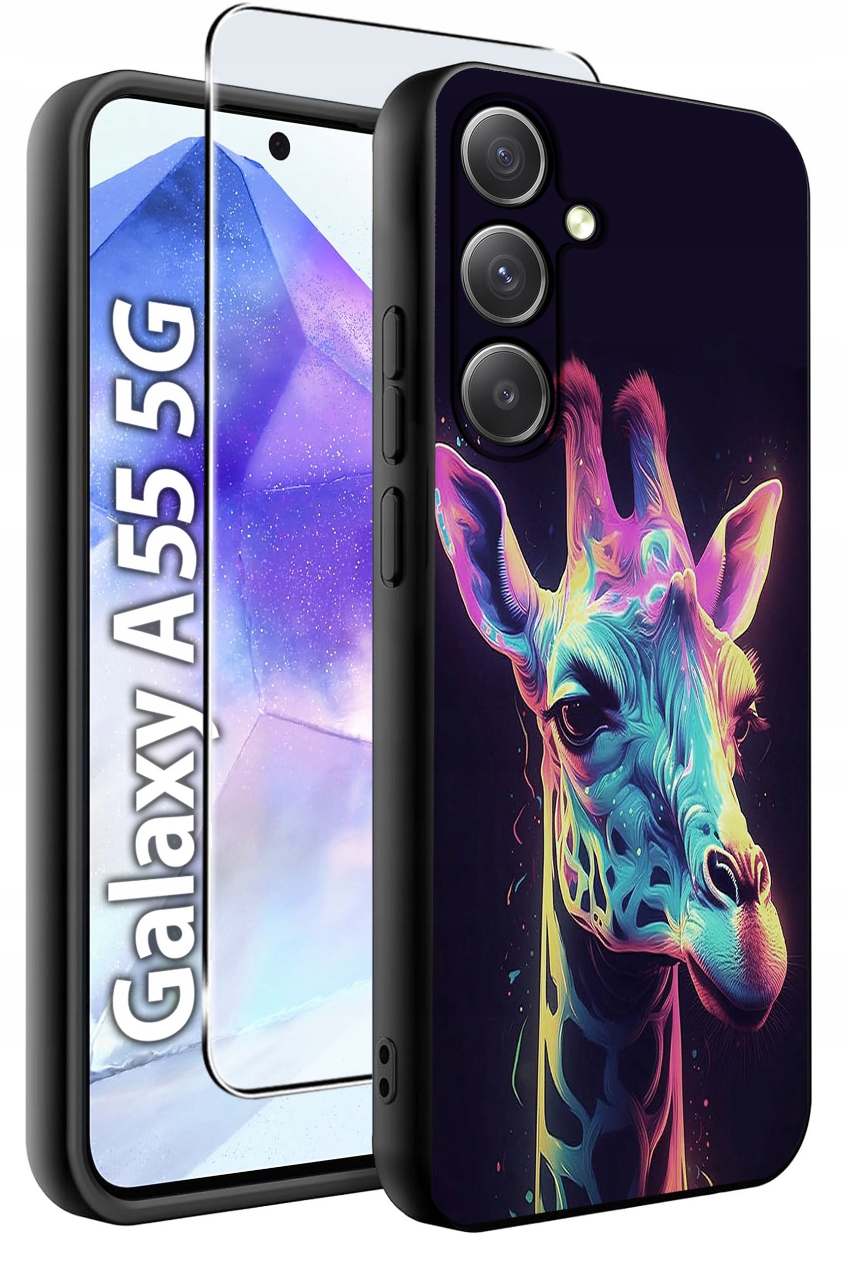 krainaGSM ETUI do Samsung A55 5G wzory | SILIKONOWE MATT CASE + SZKŁO HARTOWANE 9H