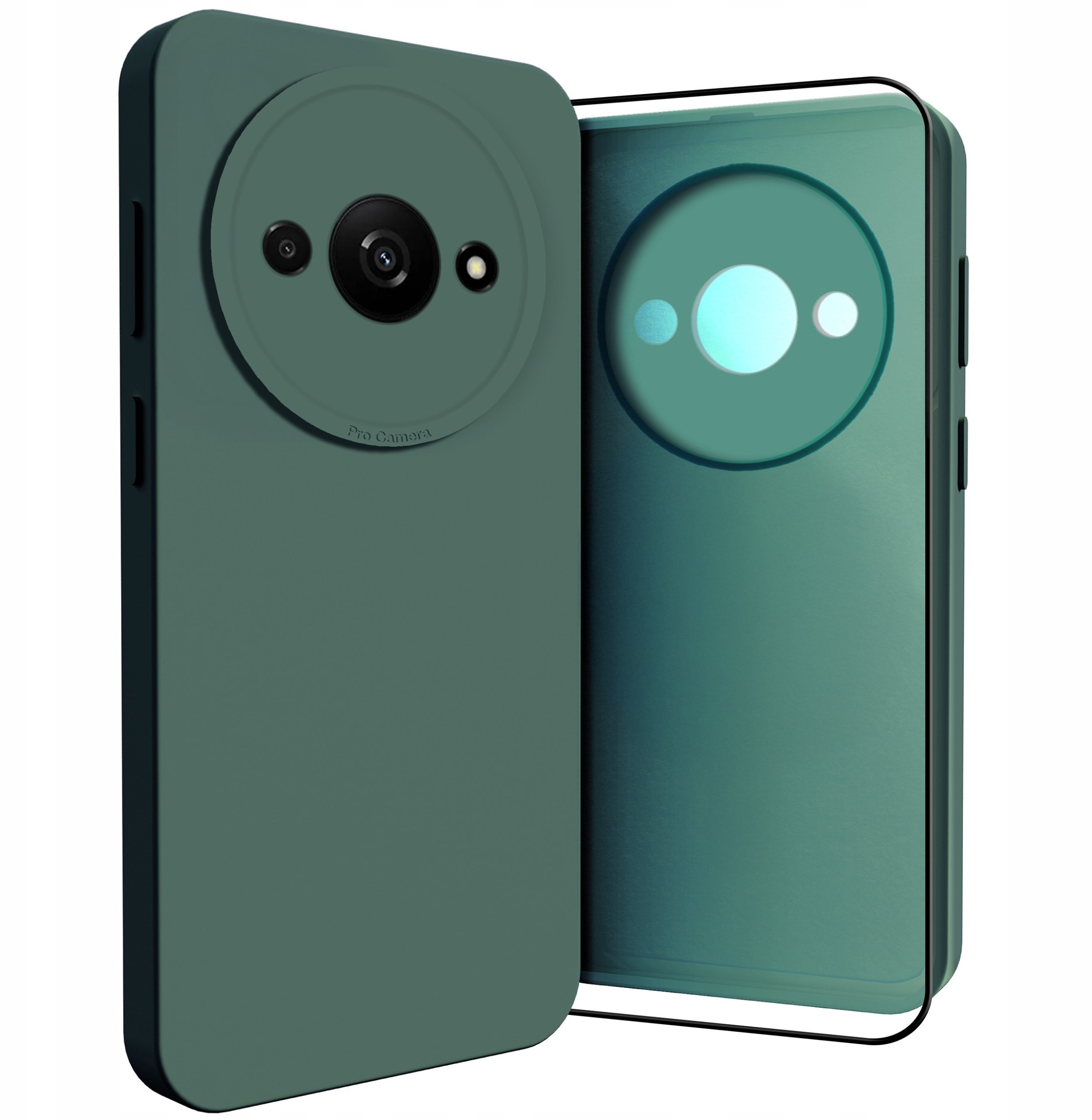 Etui do Xiaomi Redmi A3 (Osłona Kamery, Zielone, Plecki, Case) Szkło 9H