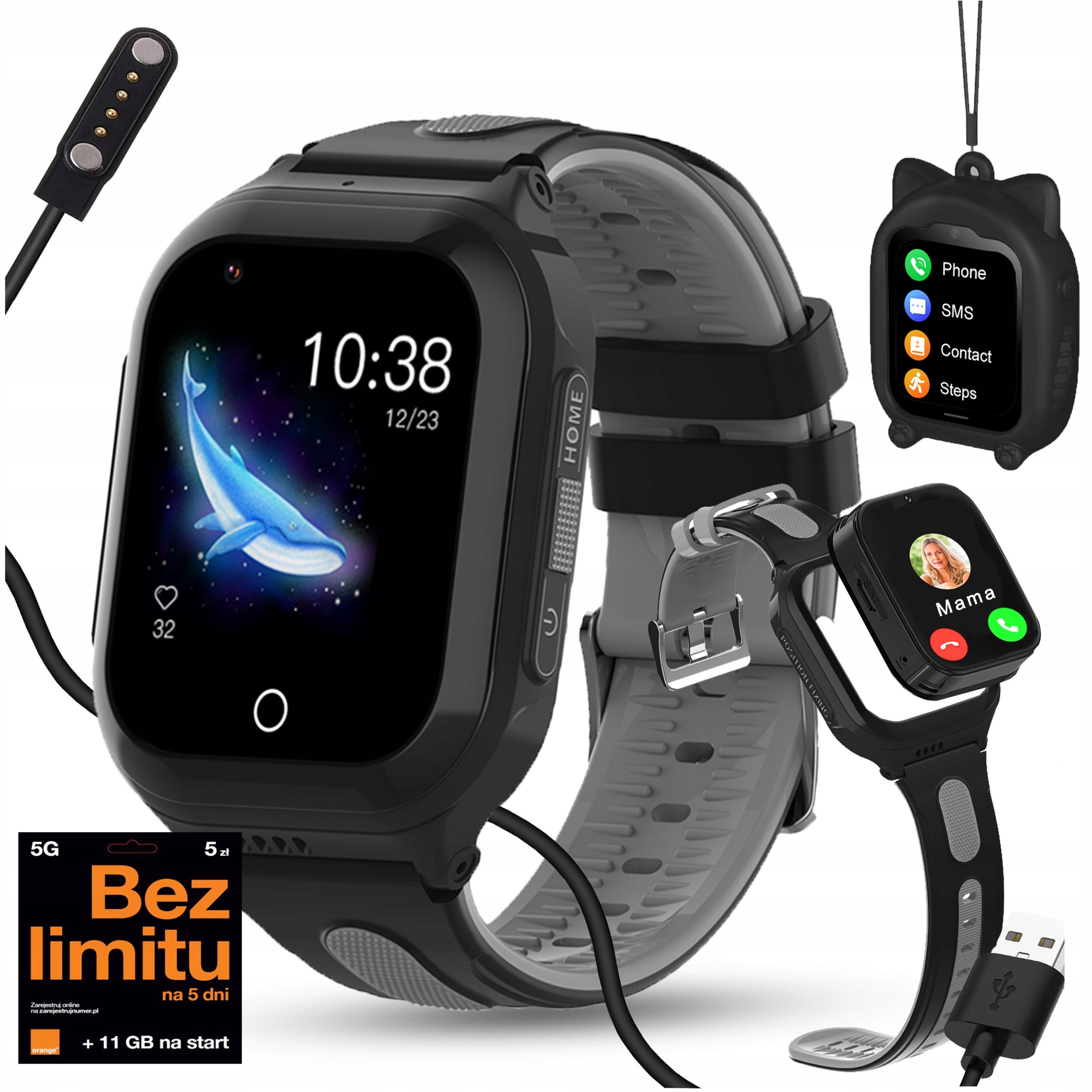 SMARTWATCH DLA DZIECI ZEGAREK TELEFON GPS SMS ROZMOWY MP3 WIBRACJA Z GRAMI