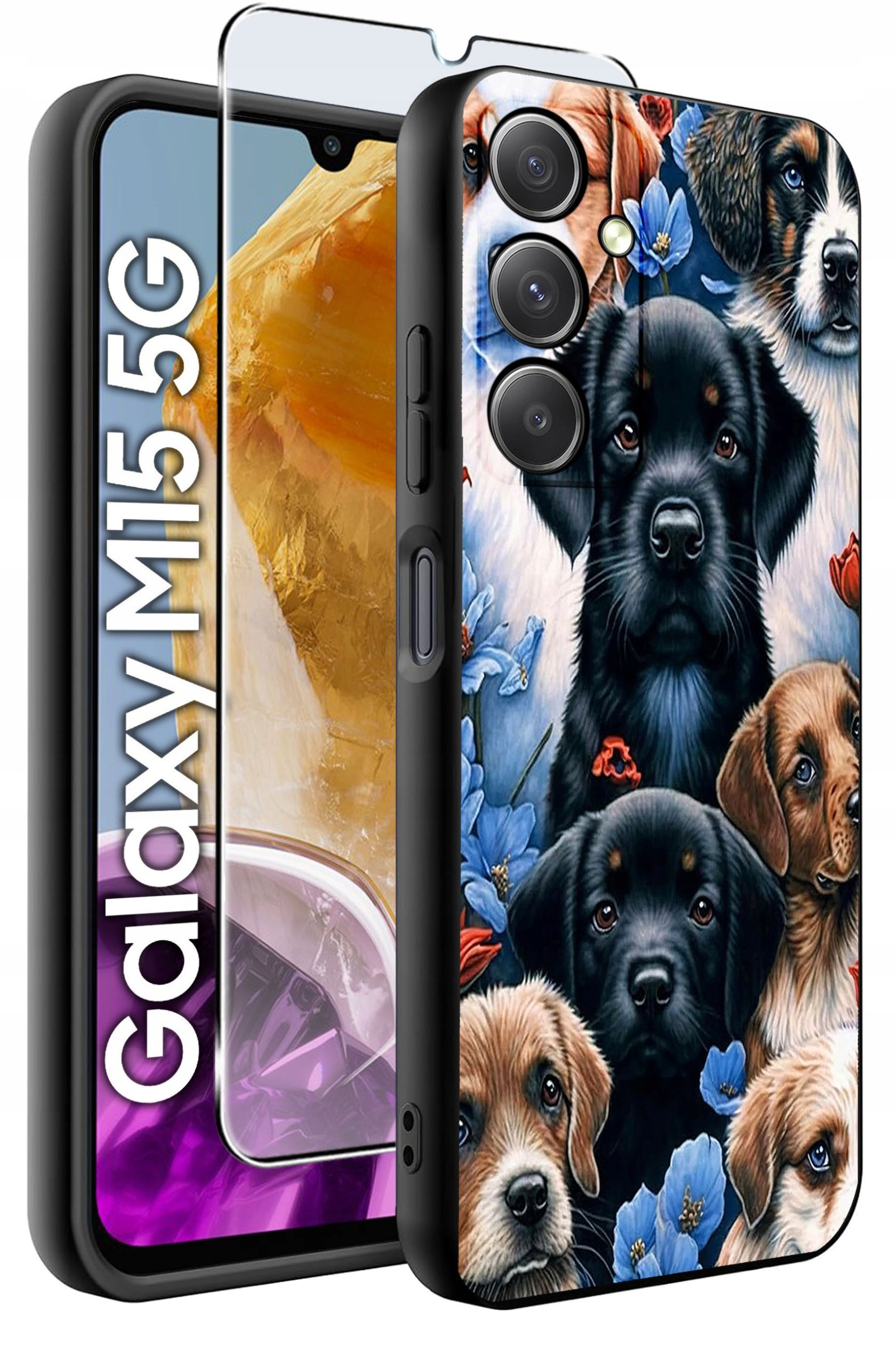 ETUI do Samsung M15 5G WZORY | SILIKONOWE MATT CASE + SZKŁO HARTOWANE 9H