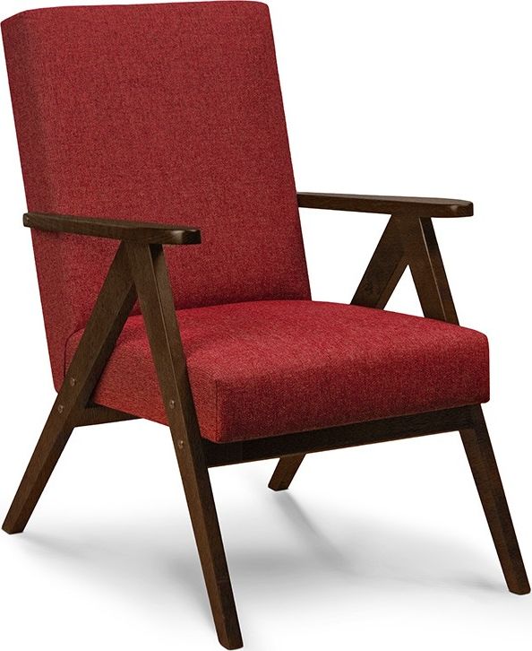 Konsimo Fotel NASET bordowy/orzech do salonu tapicerowany KONSIMO