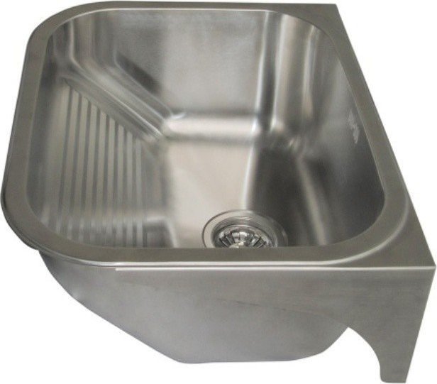 Zlewozmywak Pyramis Komora gospodarcza naścienna ze stali 55x45x23 cm (z syfonem o średnicy 92 mm), ze wspornikiem, powierzchnia: gładka