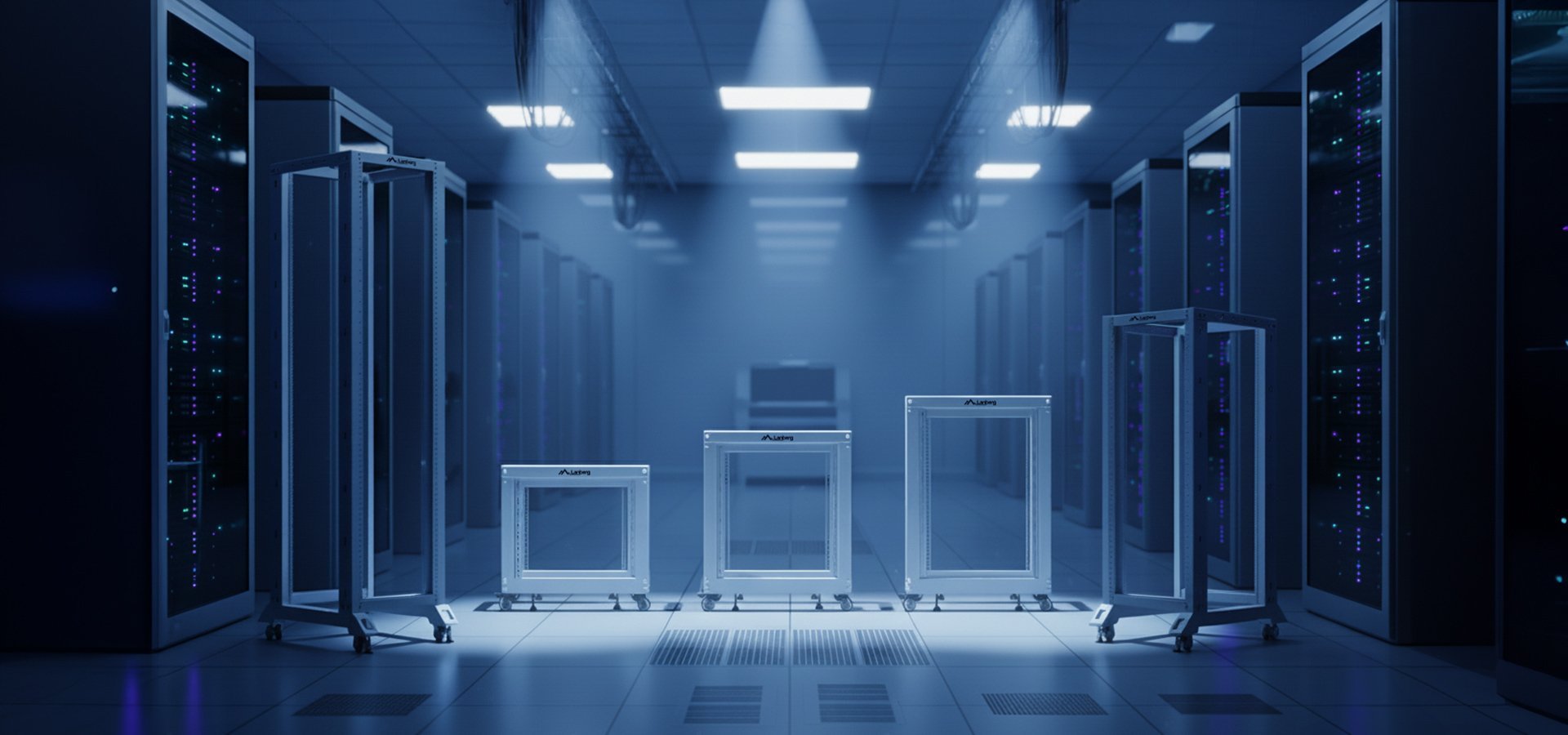 Szafa Lanberg Open rack 19inch 12U 600X600-1100 adjustable grey