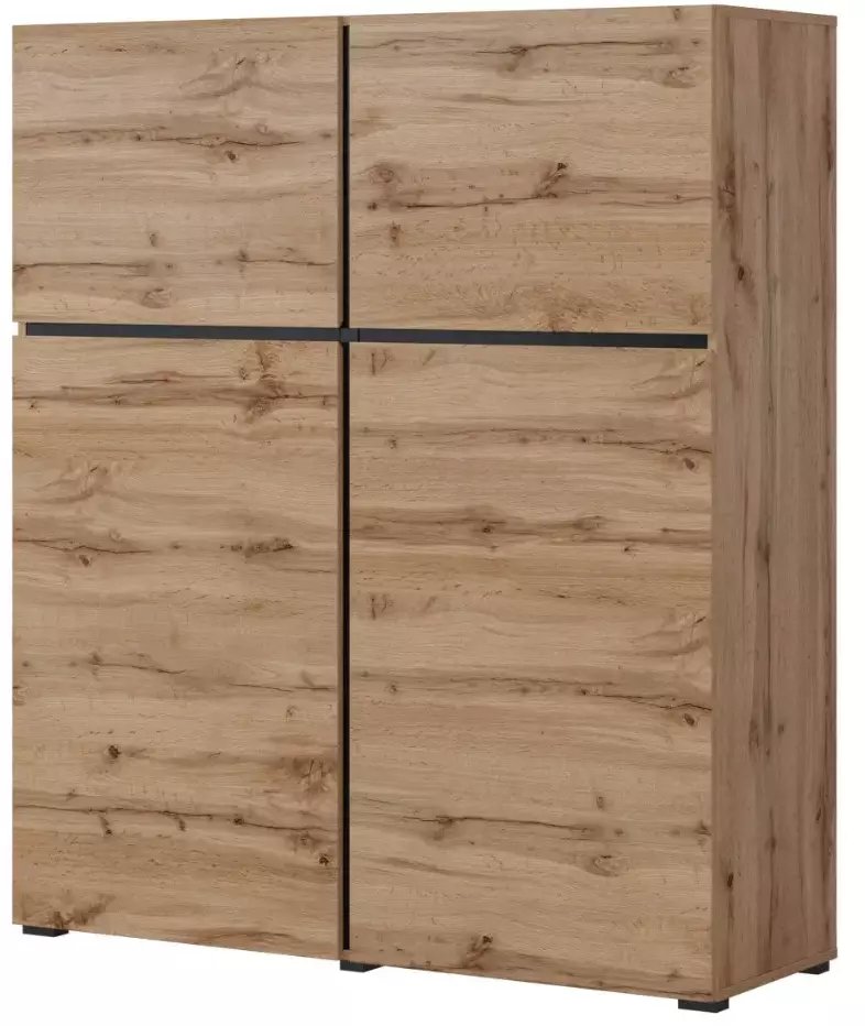 Komoda wysoka CROSS 4D 119cm dąb wotan/czarna HELVETIA