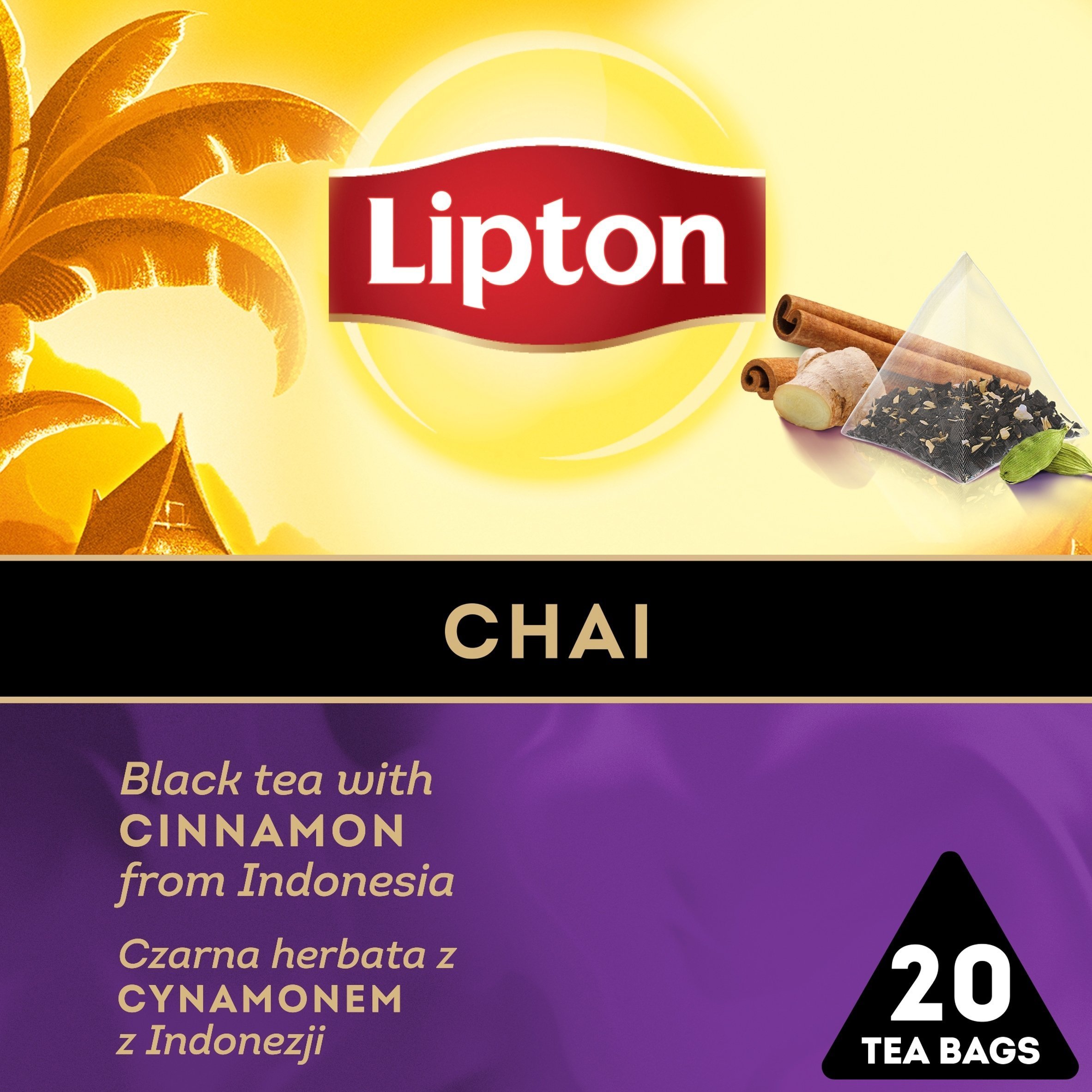Lipton Herbata LIPTON, piramidki, czarna, chai, 20 torebek
