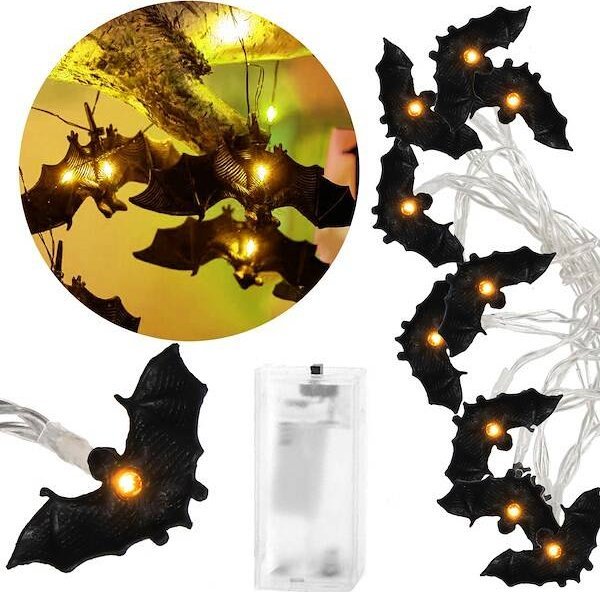 Springos Lampki na Halloween nietoperze girlanda łańcuch świetlny 10 LED UNIWERSALNY