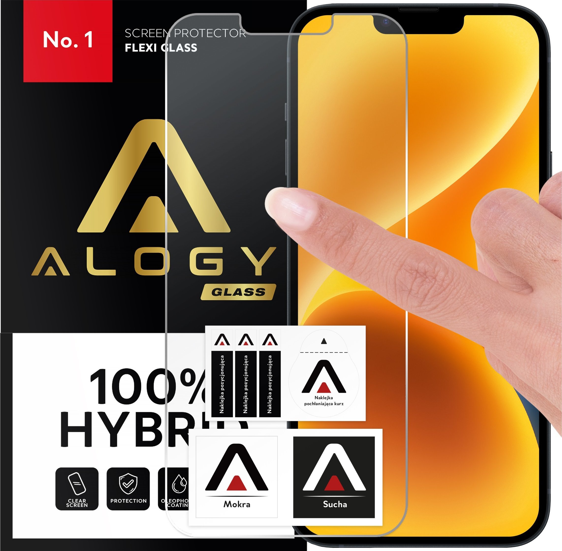Alogy Szkło hybrydowe do Apple iPhone 14 na ekran Alogy Flexi Glass 9H Case Friendly płaskie na ekran