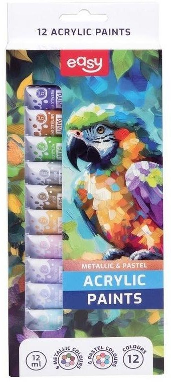 Farby akrylowe 12 kolorów EASY