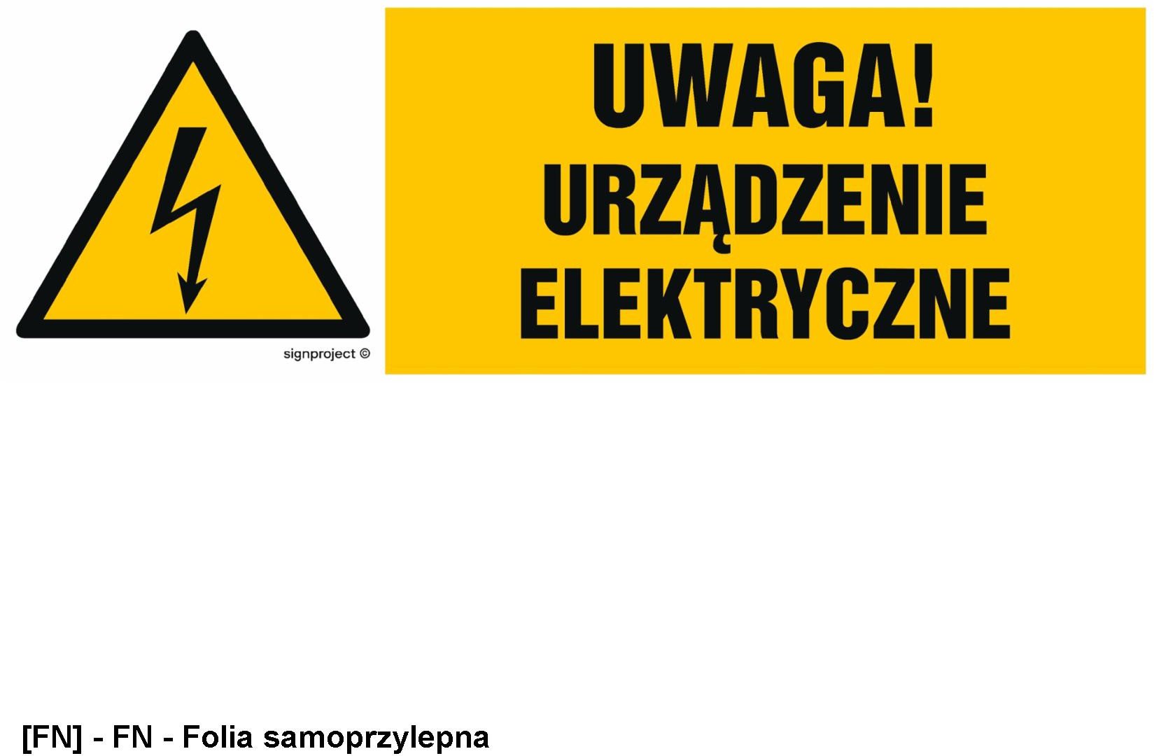 HB020 - Uwaga urządzenie elektryczne 150x50