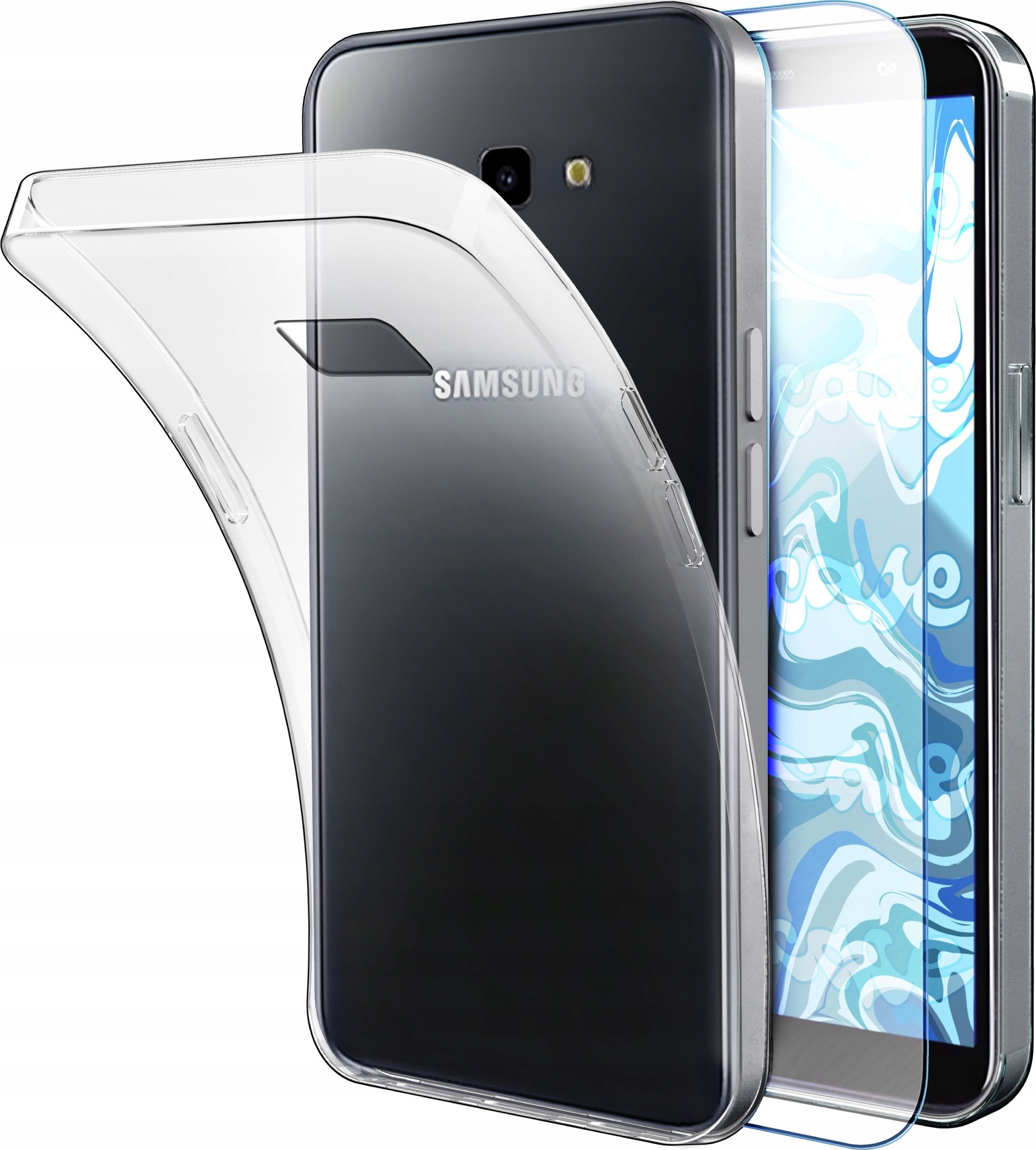 Etui Do Samsung Galaxy J4 Plus 2018 (Przezroczyste, Silikonowe) Szkło 9H