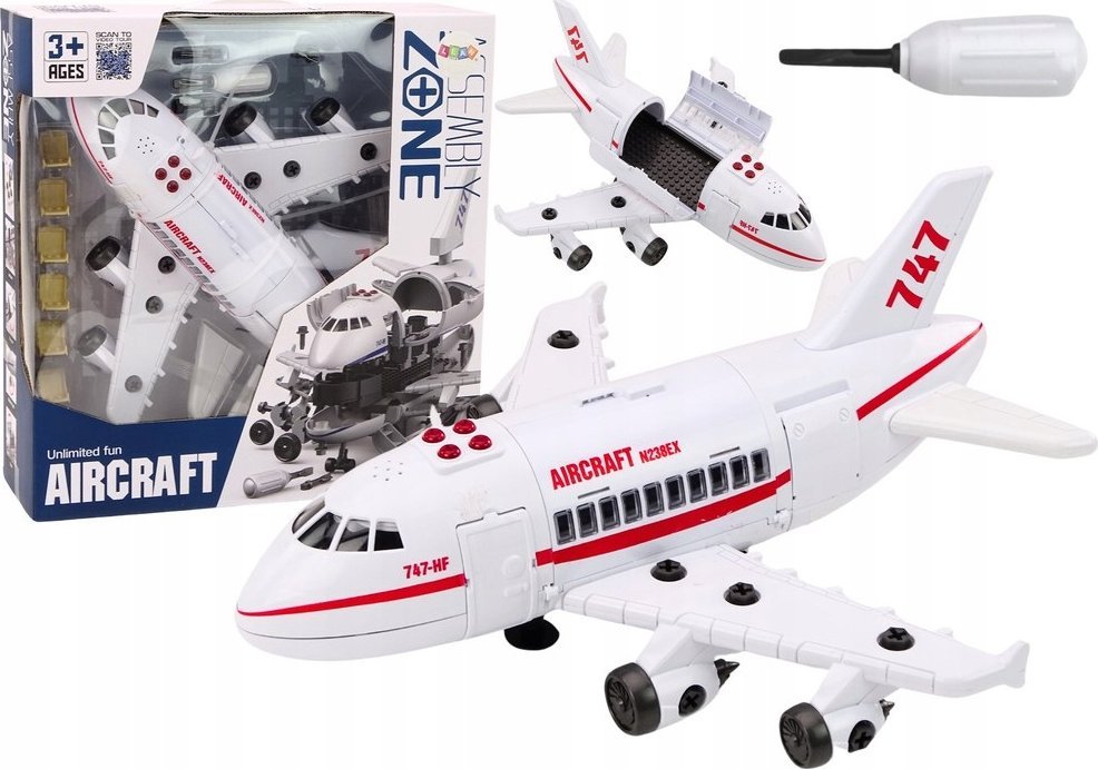 LeanToys Duży Samolot Pasażerski Do Montażu Narzędzia Światła Dźwięki