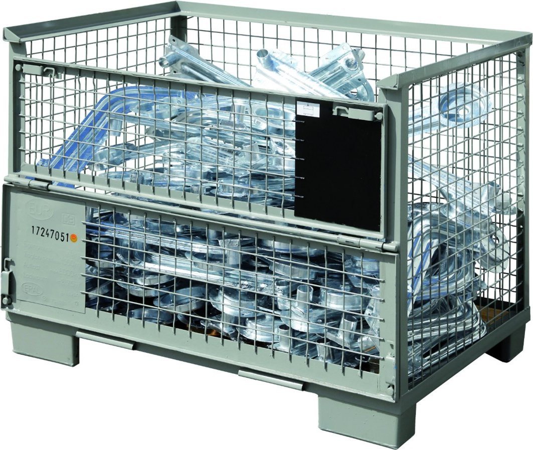 Meva Skrzyniopaleta metalowa siatkowa EPAL ze ścianką składaną