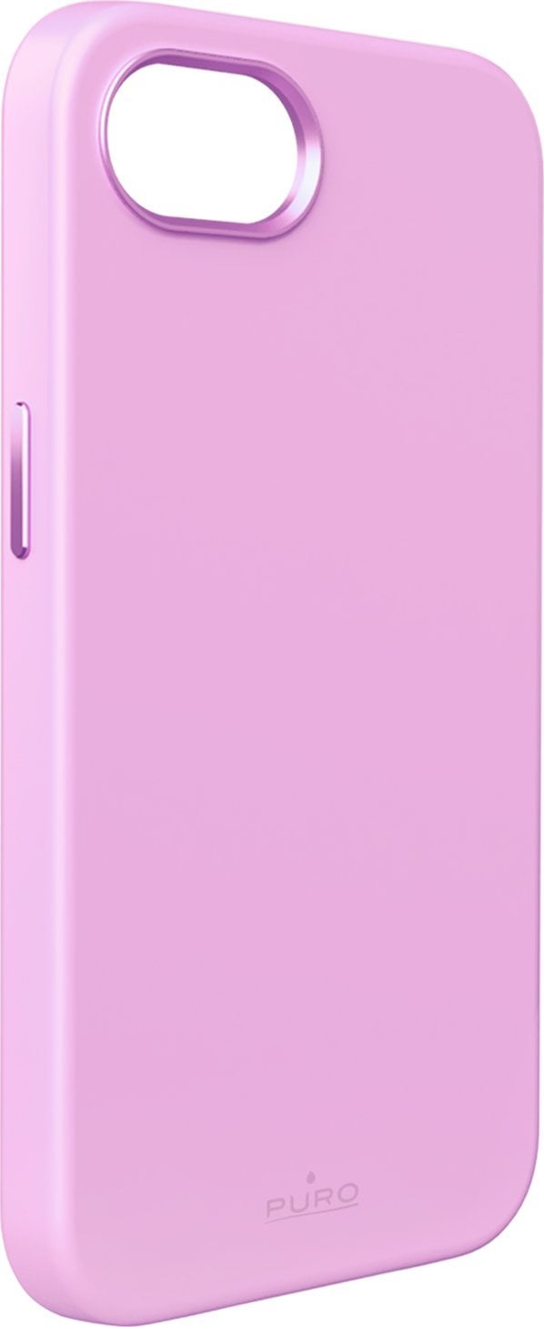Puro Liquid Silicon Cover "ICON MAG PRO" with Magsafe, metal buttons and camera ring for iPhone 16E, pink