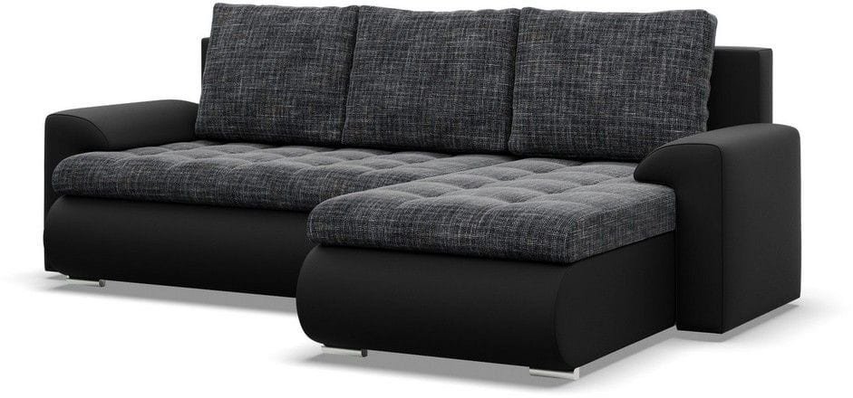 Narożnik rozkładany, prawy, Bosco, plecionka, ekoskóra, 230x159x89 cm, ciemny szary, czarny | TYLETEGOTU