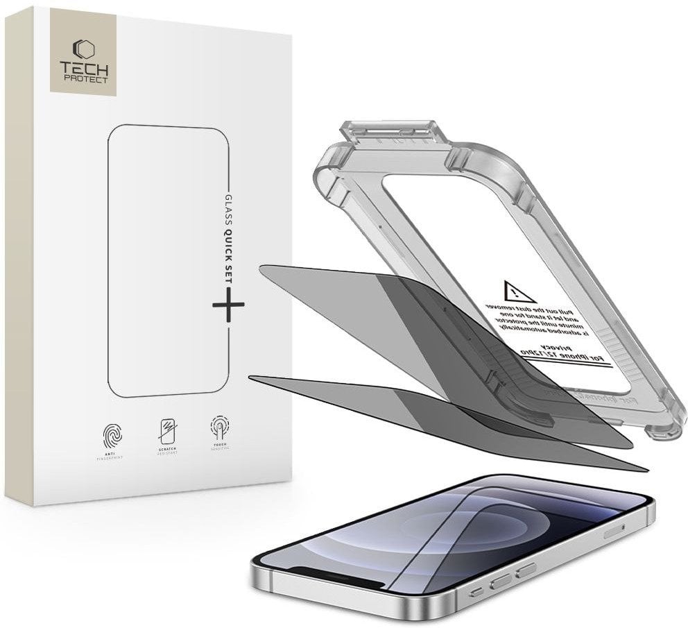 SZKŁO PRYWATYZUJĄCE TECH-PROTECT QUICK SET SPY+ 2-PACK IPHONE 12 / 12 PRO PRIVACY