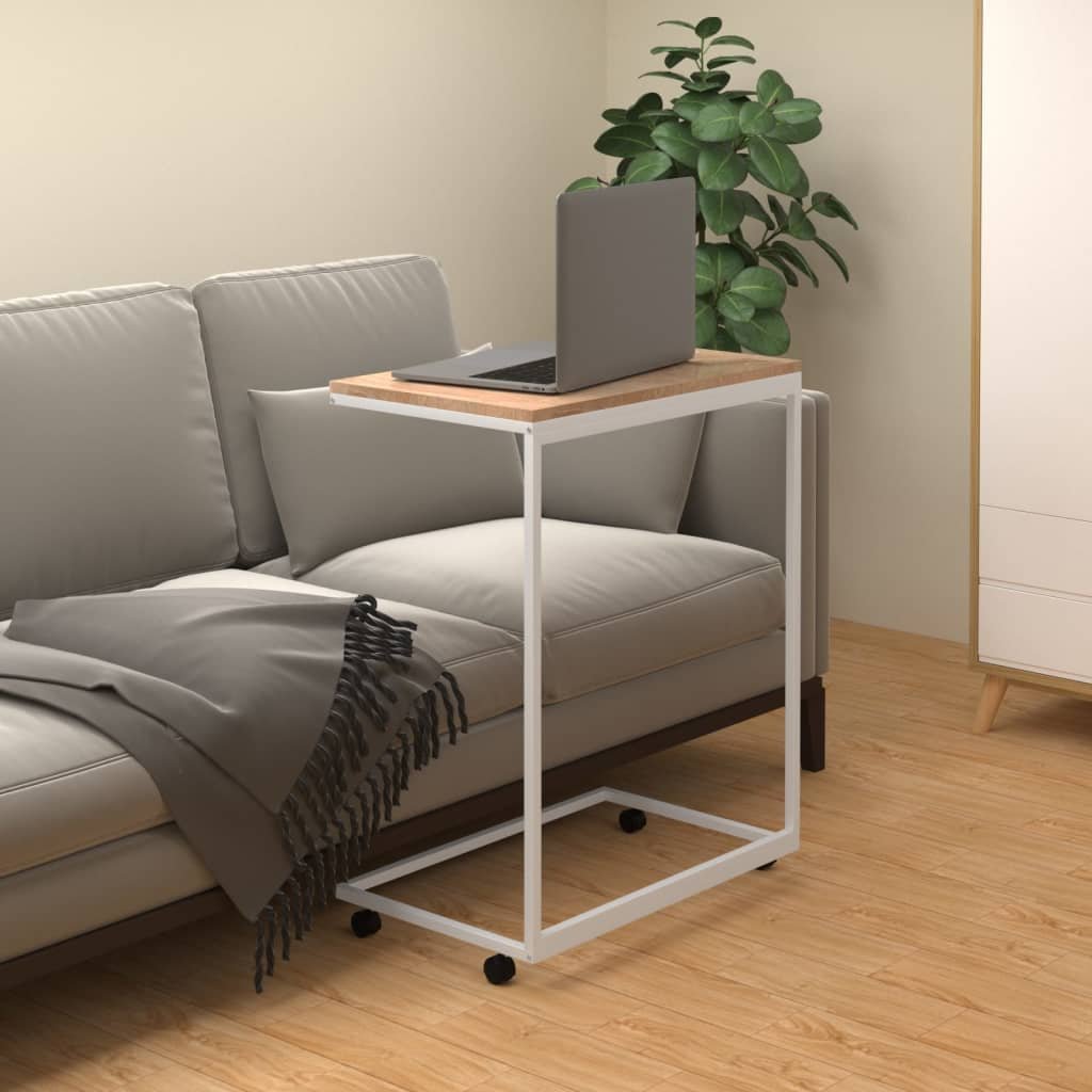 vidaXL Stolik boczny na kółkach, biały, 55x35x70 cm